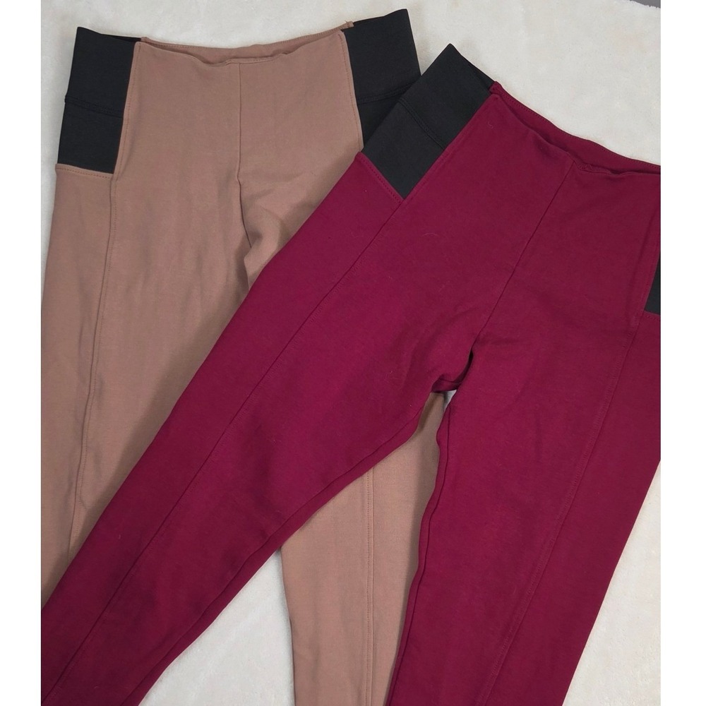 Papaya Leggings Women S Tan Black Burgandy Elastic Side Panel Ponte Knit Y2K